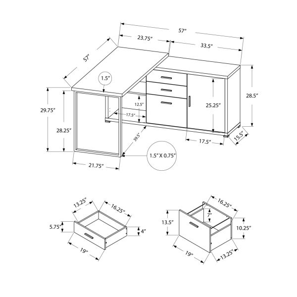 Computer Desk， Home Office， Corner， Left， Right Set-up， Storage Drawers， 60