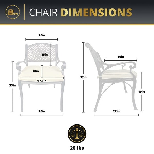 Kinger Home Harmon 5Piece Cast Aluminum Outdoor Dining with Cushions