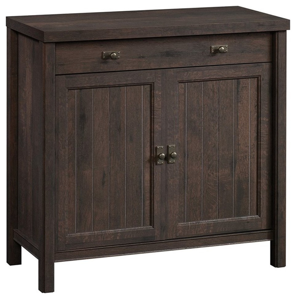 Sauder Costa Engineered Wood Library Base Cabinet in Coffee Oak Finish   Transitional   Accent Chests And Cabinets   by Homesquare  Houzz