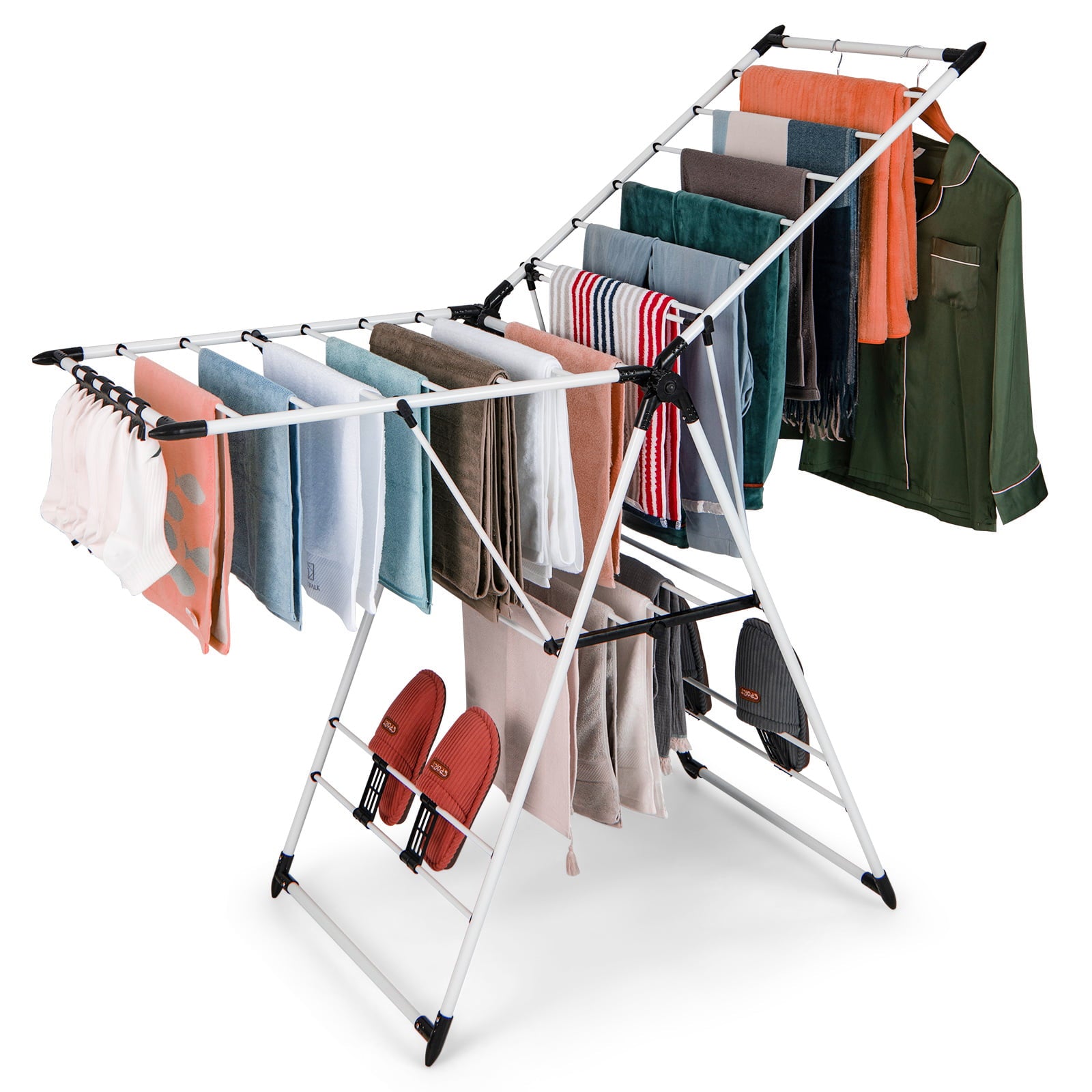 GIVIMO  Clothes Drying Rack, Foldable Large Drying Hanger for Indoor and Outdoor Use, White