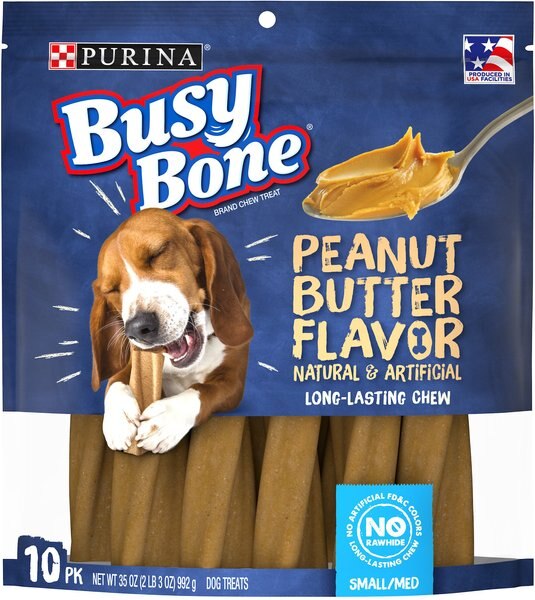 Busy Bone， Long-Lasting Peanut Butter Flavor Small/Medium Dog Treats