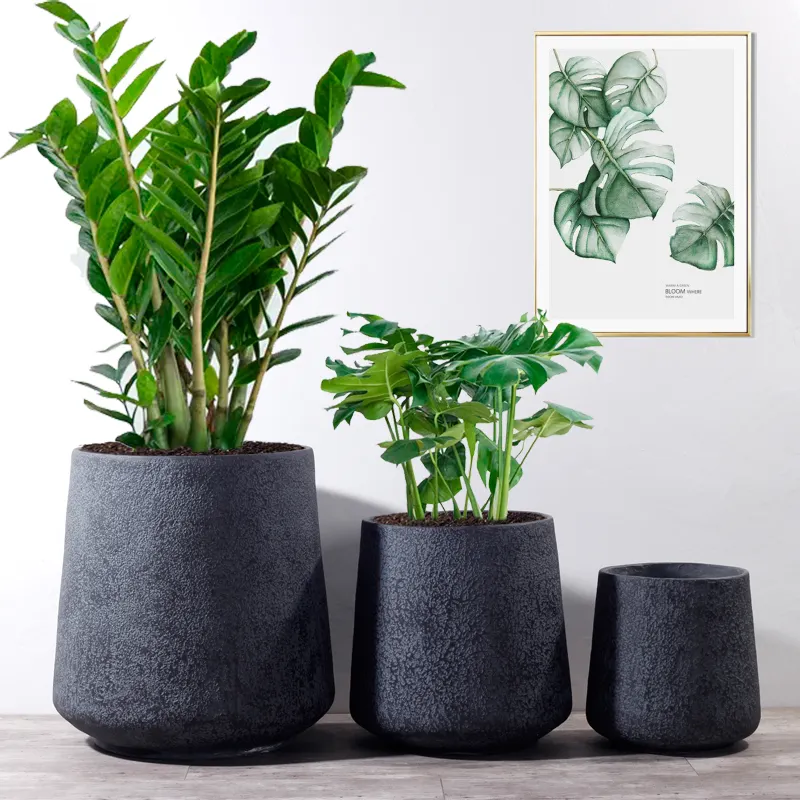 Classic Plant Pot Factory Supply Fiber Clay Flower Pots Outdoor Indoor Home Garden Pots   Planters