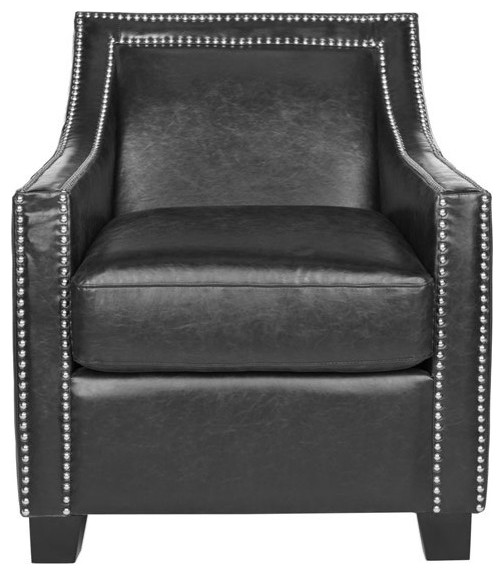 Andres Club Chair Silver Nail Heads Antique Black   Transitional   Armchairs And Accent Chairs   by V.S.D Furniture  Houzz