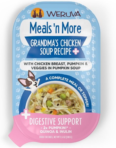 Weruva Classic Dog Meals 'n More Grandma’s Chicken Soup Recipe Plus Wet Dog Food， 3.5-oz cup， case of 12