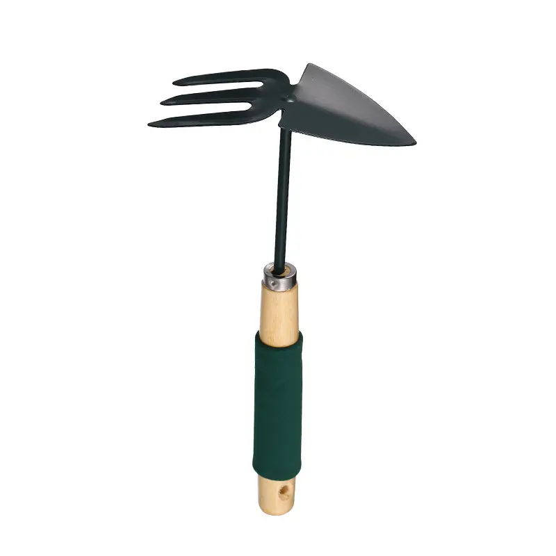 High Quality 5 Pieces Double Hoe Shovel Spade Rake Fork Mini Hand Tool Set Gardening Kit with Sponge Covered Wooden Handle