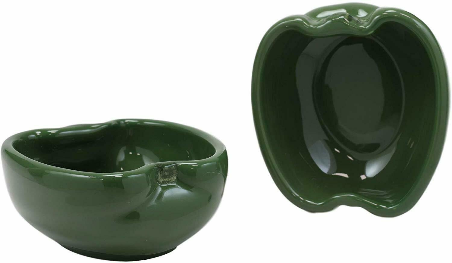 1 Ceramic Green Bell Pepper Small 4oz Dipping Bowl Container Saucer Set Of 2 EBR02