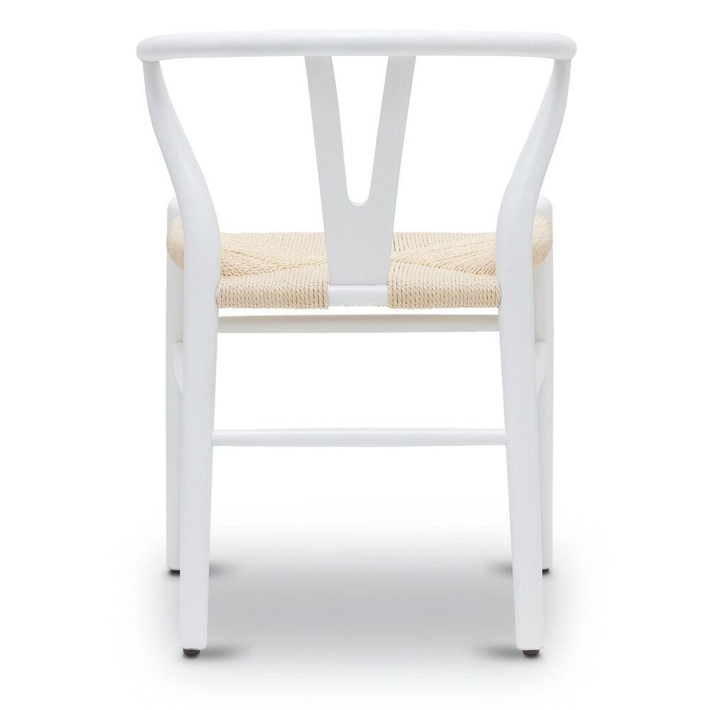 Poly and Bark Weave Chair   Solid Wood Frame (White)