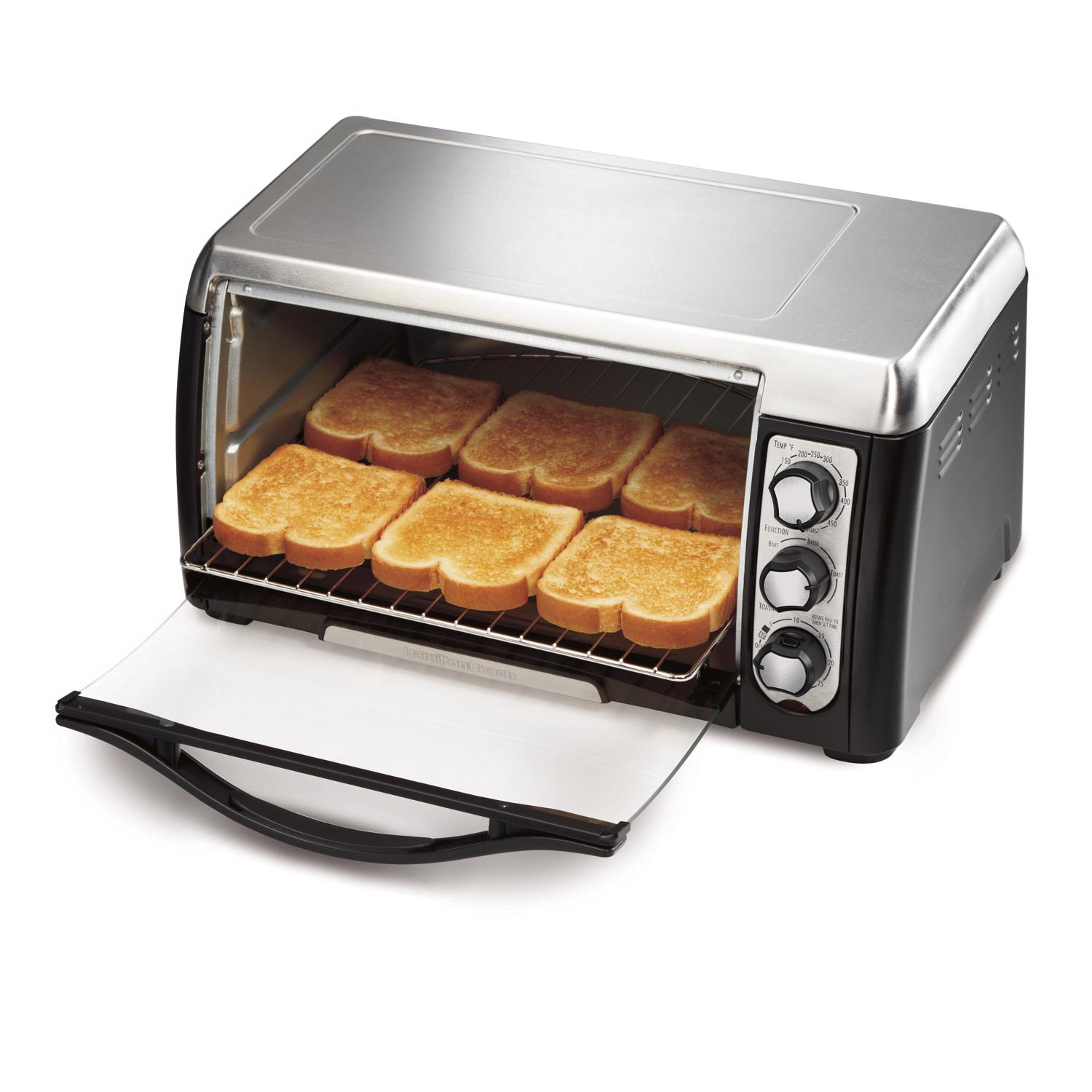 HB Stainless Steel Black/Silver 6 slot Toaster Oven 11 in. H X 18.75 in. W X 15.13 in. D