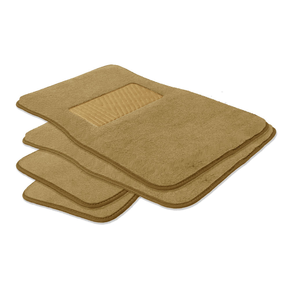 FH Group Carpet Floor Mats with Heel Pad For Auto Sedan SUV Van， Full Set， Beige