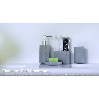 WELLFOR 4-Piece Concrete Bathroom Accessory Set in Gray for Vanity Countertops GLBA1010B2