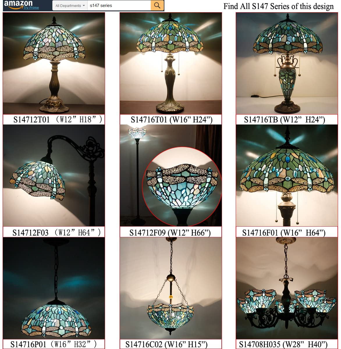 SHADY Tiffany Lamp Sea Blue Stained Glass Dragonfly Style Desk Reading Light  Metal Leaf Table Lamp Base 8X10X21 Inches Decor Small Space Bedside Bedroom Home Office S147 Series