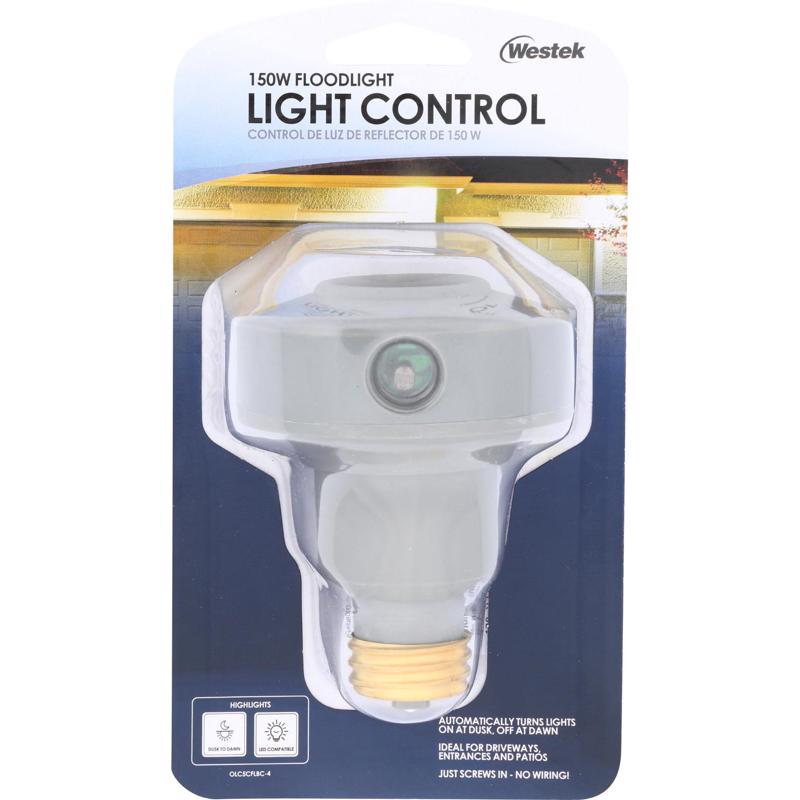 Westek OLC5CFLBC-4 Outdoor Dusk to Dawn Floodlight Light Control， Gray， 1-Pack