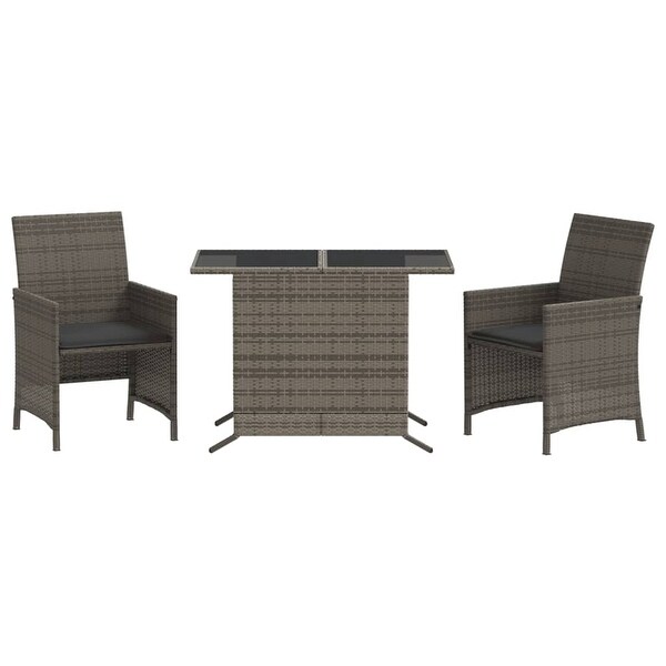 vidaXL 3 Piece Bistro Set with Cushions Poly Rattan