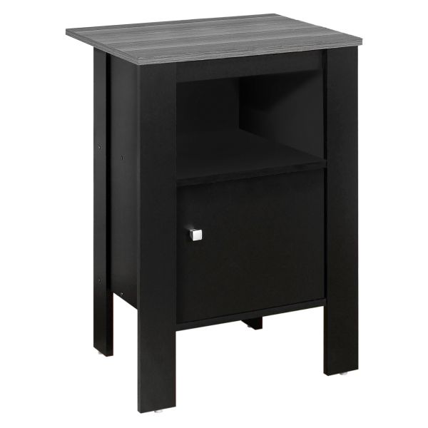 Accent Table， Side， End， Nightstand， Lamp， Storage， Living Room， Bedroom， Black And Grey Laminate， Transitional