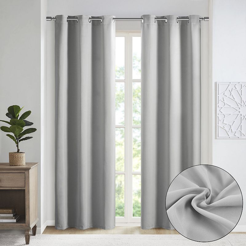 SunSmart 2-pack Brent Solid Room Darkening Triple Weave Grommet Top Window Curtains