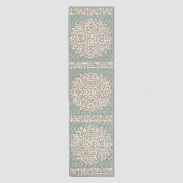 Safavieh 2 x27 x8 x27 Ginna Outdoor Rug Cream aqua