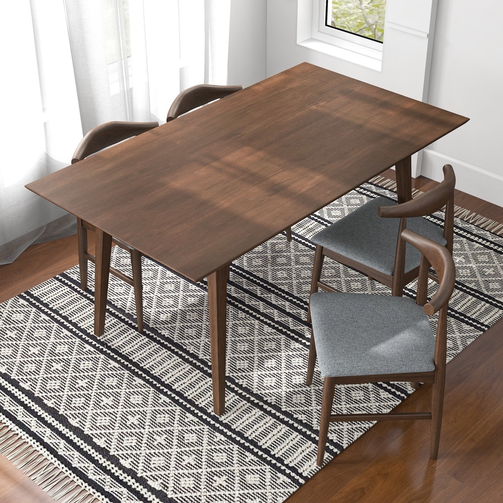 Alessandro Mid Century Modern Rectangular Solid Wood Dining Table in Brown