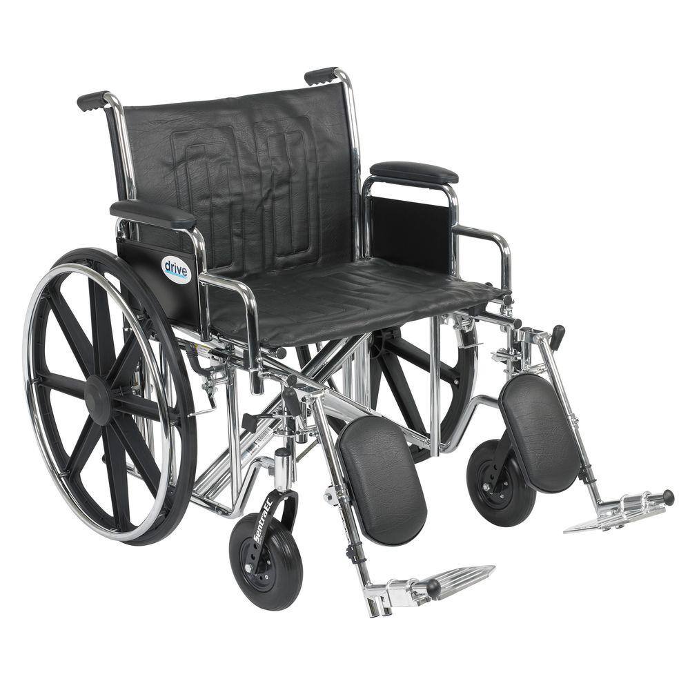 Drive Medical Sentra EC Heavy Duty Wheelchair with Desk Arms Elevating Leg Rests and 24 in. Seat std24ecdda-elr