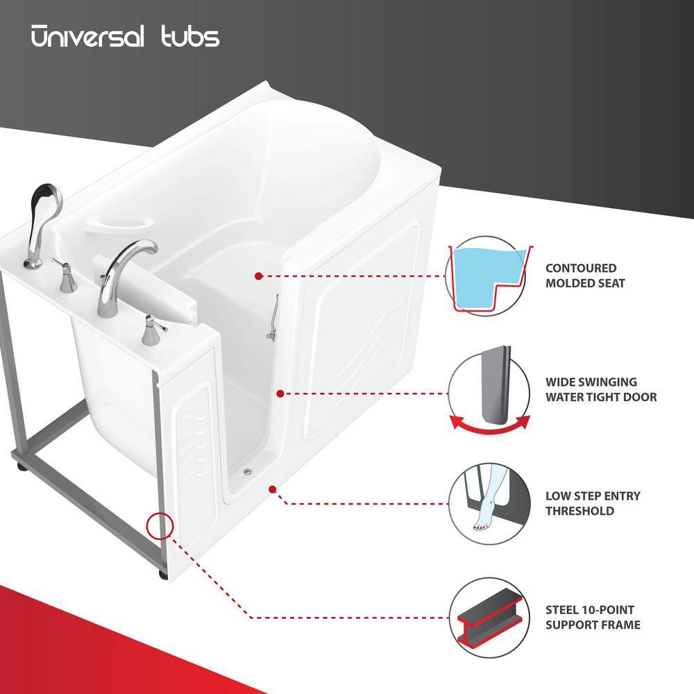 Universal Tubs HD Series 30 in. x 53 in. Right Drain Quick Fill Walk-In Air Tub in Biscuit HD3053RBA