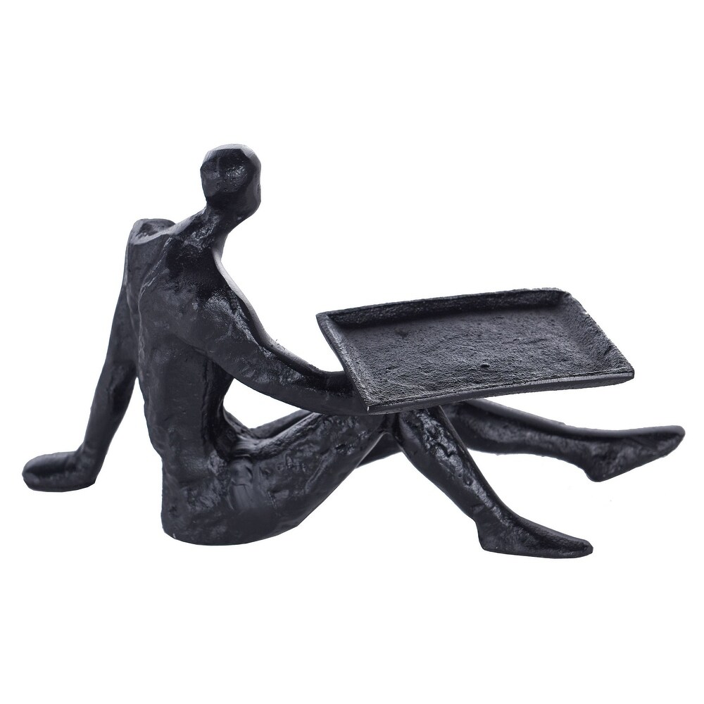 Dann Foley   Figural Sculpture with Tray   Black Cast Aluminum