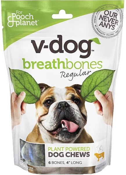 V-Dog Breathbones Rawhide-Free Regular Dental Dog Treats