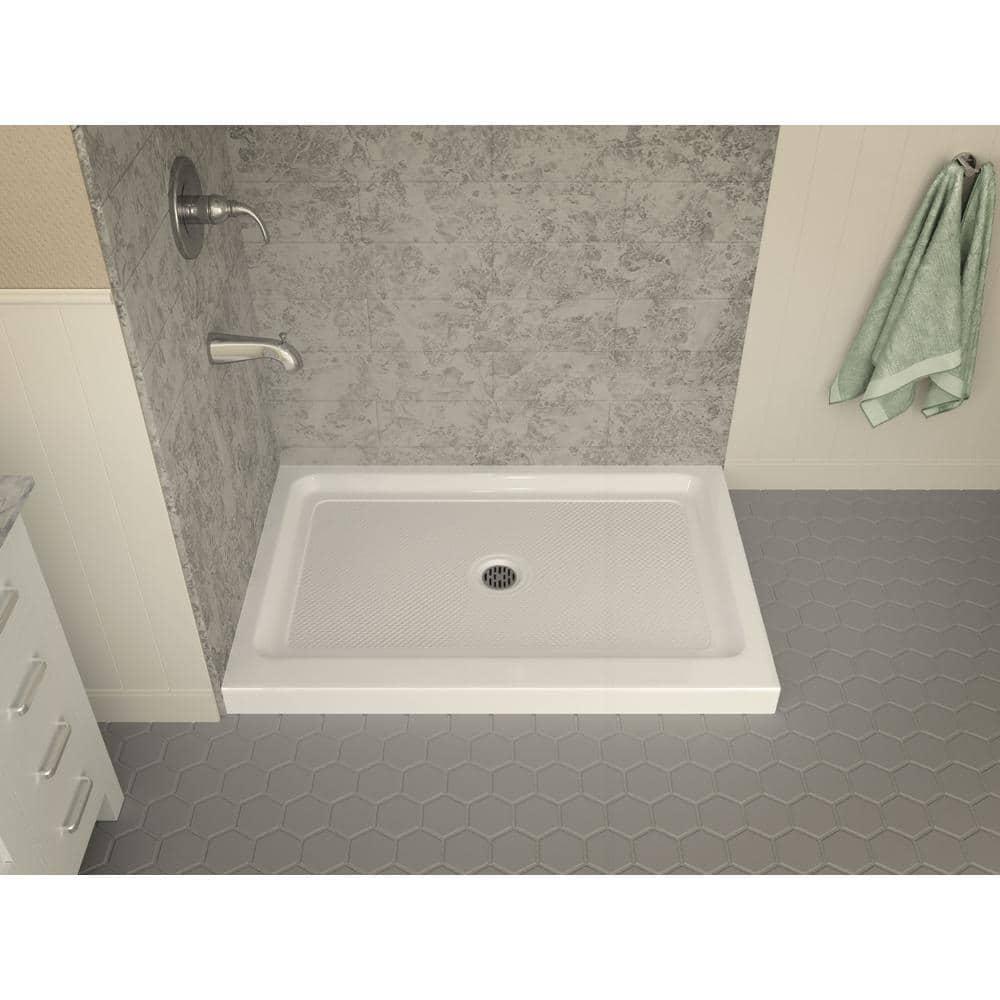 ANZZI Vail 36 in x 48 in Double Threshold Shower Base in White