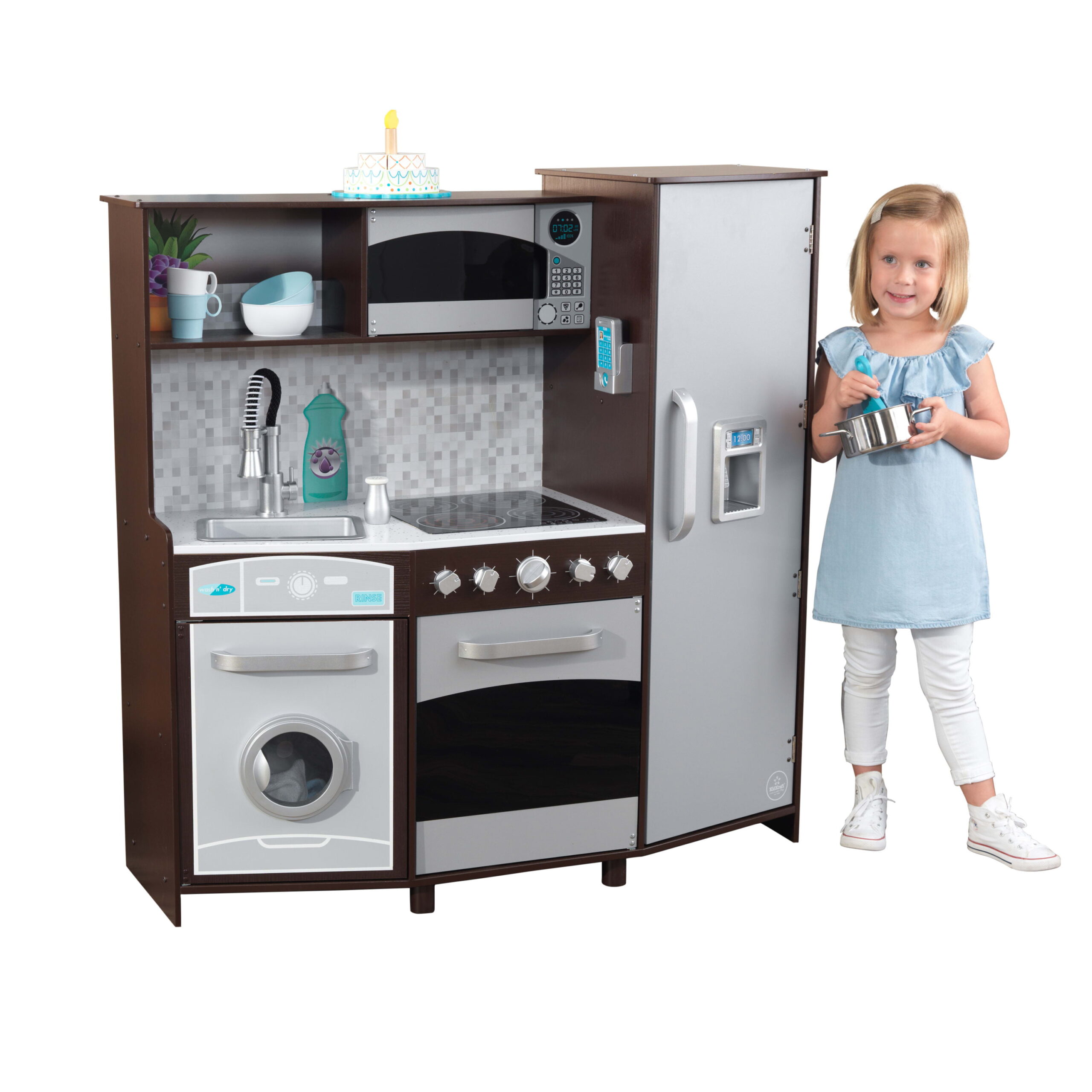 KidKraft Large Wooden Play Kitchen with Lights and Sounds - Espresso