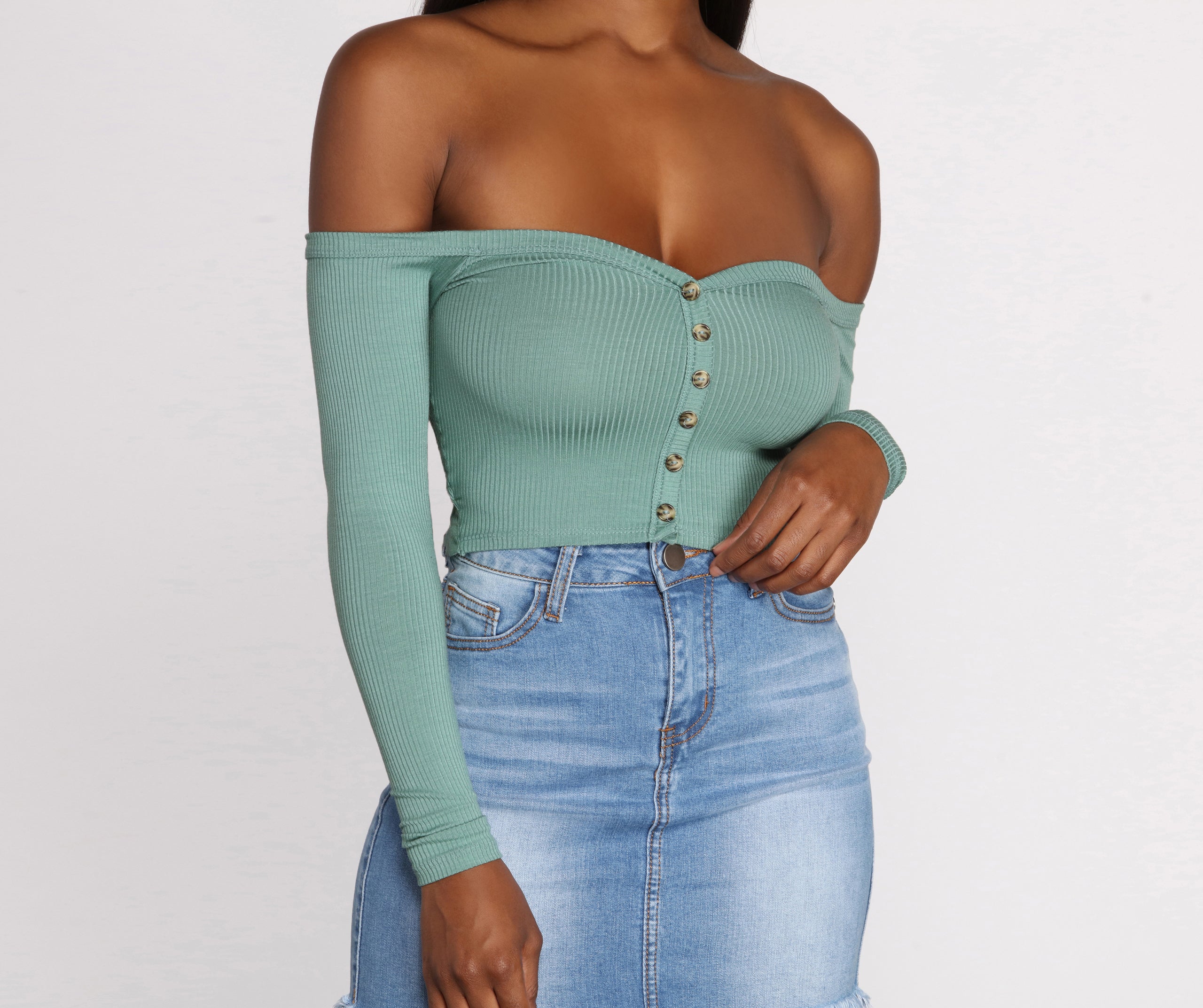 Off The Shoulder Ribbed Top