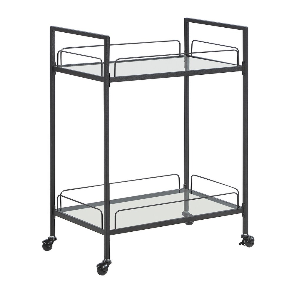 Coaster Furniture Curltis Clear and Black Serving Cart with Glass Shelves