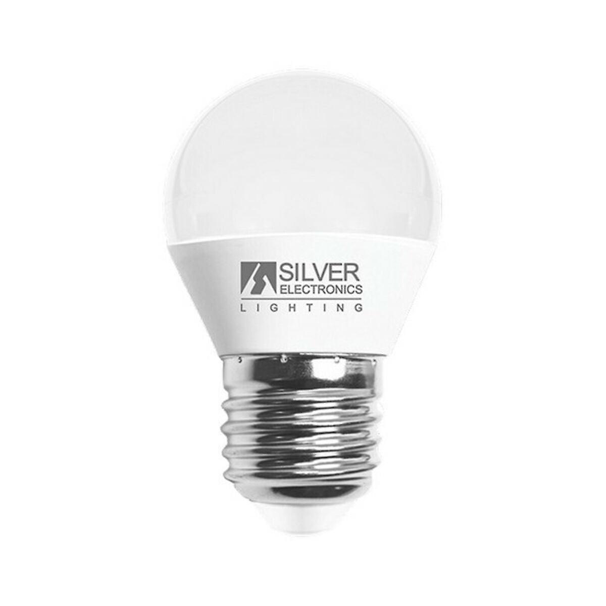 Spherical led light bulb silver electronics 960727 e27 7w warm light