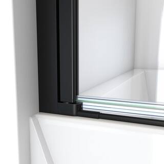 DreamLine Aqua-Q Swing 34 in. W x 58 in. H Pivot Frameless Tub Door in Satin Black with Clear Glass SD-373458Q-09