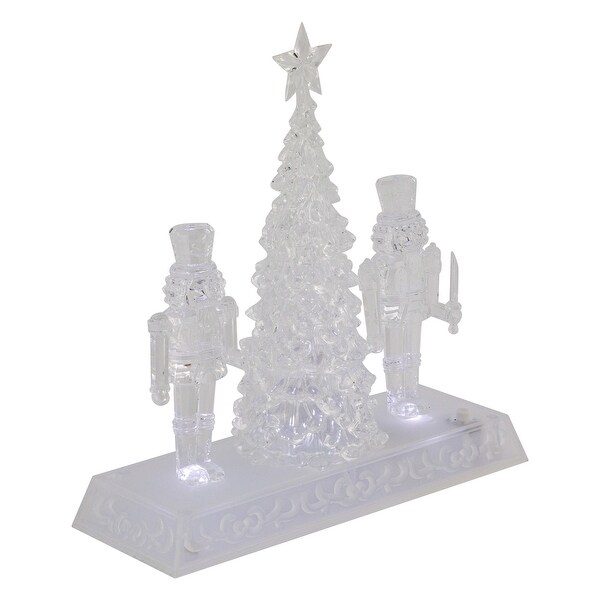 9 LED Lighted Icy Crystal Nutcracker and Christmas Tree Decoration