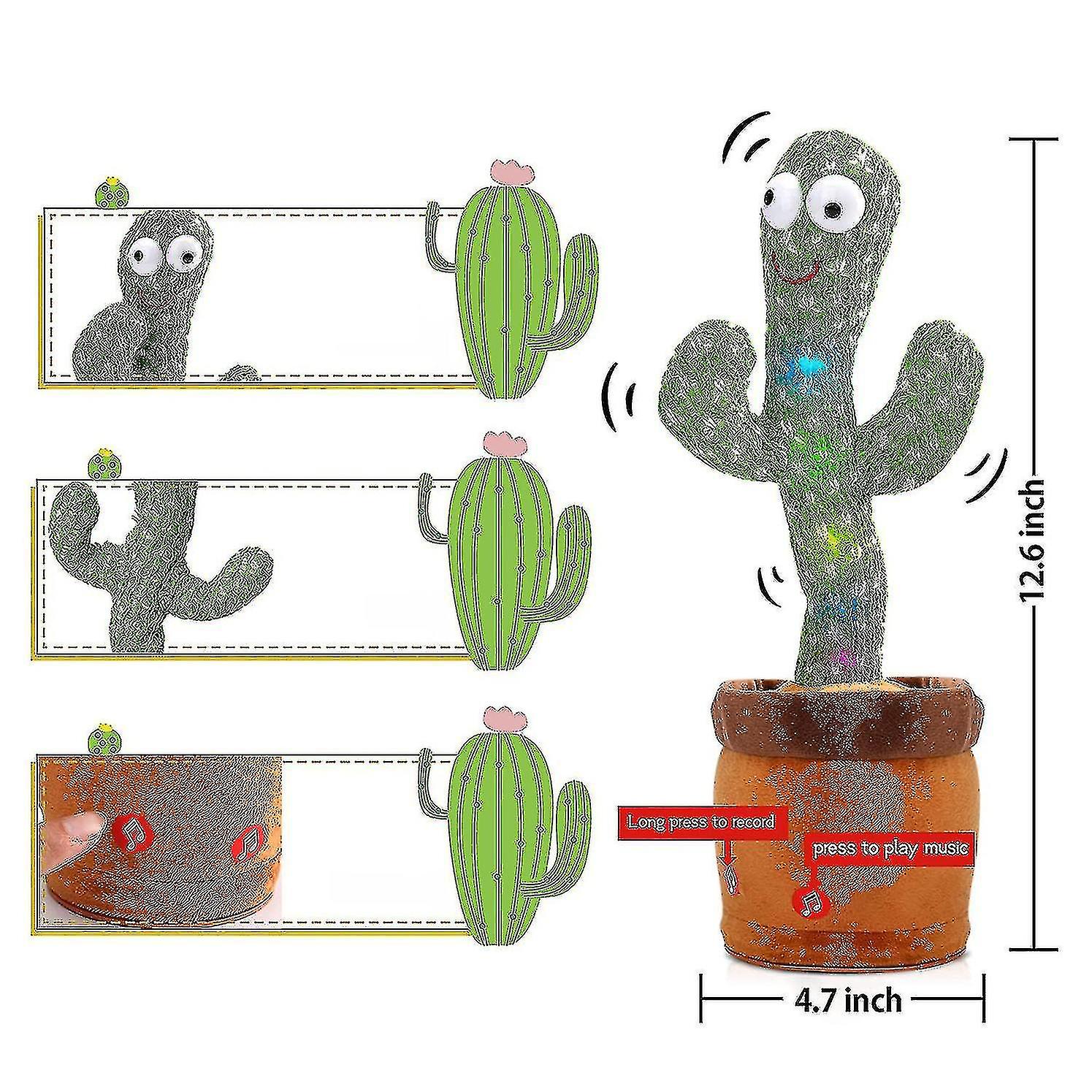 Dancing Cactus， Talking Cactus Toy Repeats What You Say--(meili)