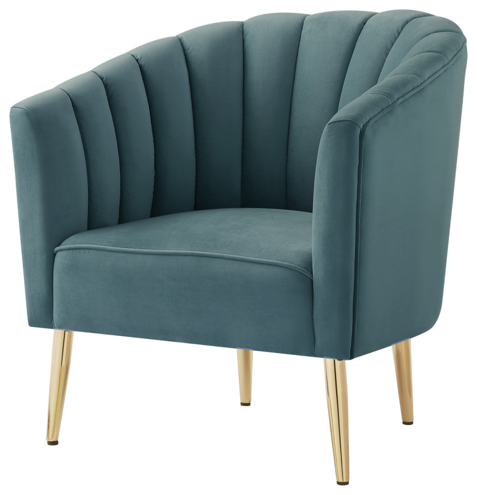 Nicole Miller Bodhi Velvet Accent Chair  Channel Tufted Back   Midcentury   Armchairs And Accent Chairs   by Inspired Home  Houzz