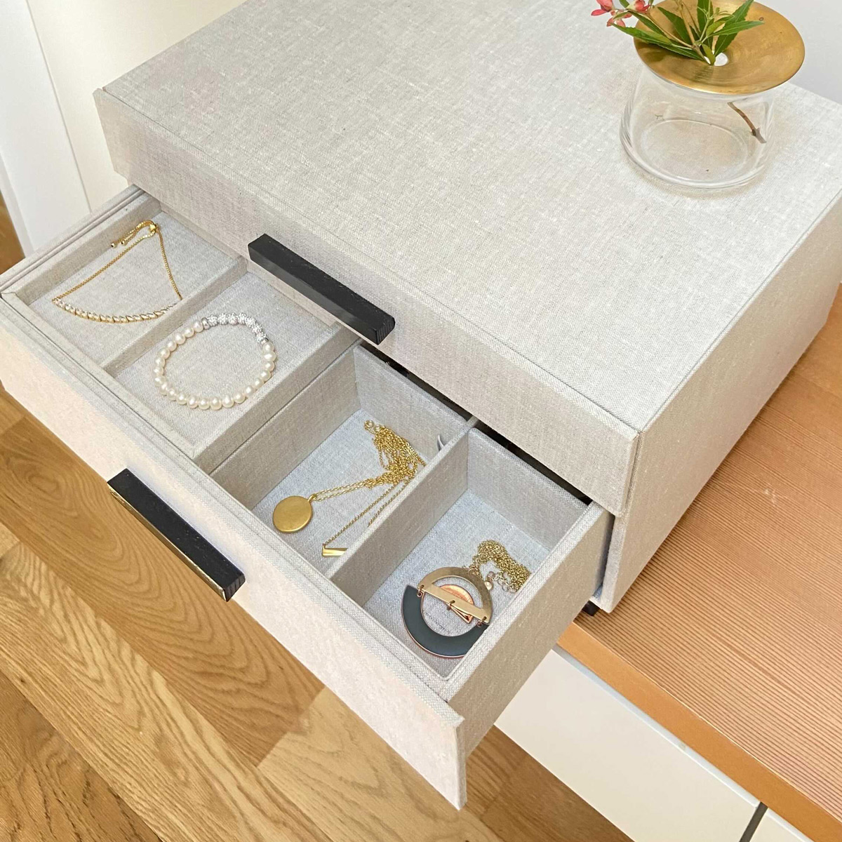 Marie Kondo 2Drawer Linen Jewelry Box