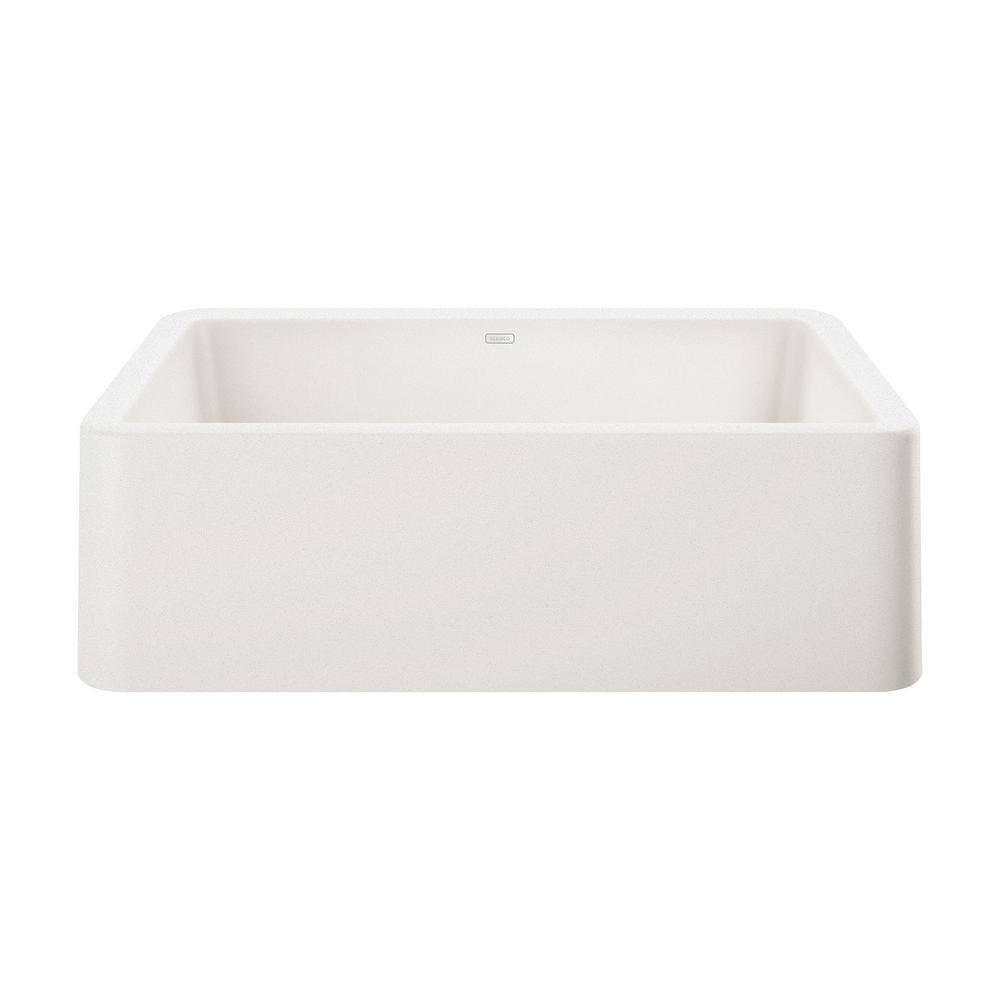 Blanco IKON Farmhouse Apron-Front Granite Composite 33 in. Single Bowl Kitchen Sink in White 401899