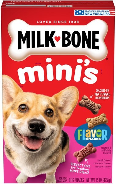 Milk-Bone Flavor Snacks Mini Dog Biscuits， 15-oz bag， case of 6