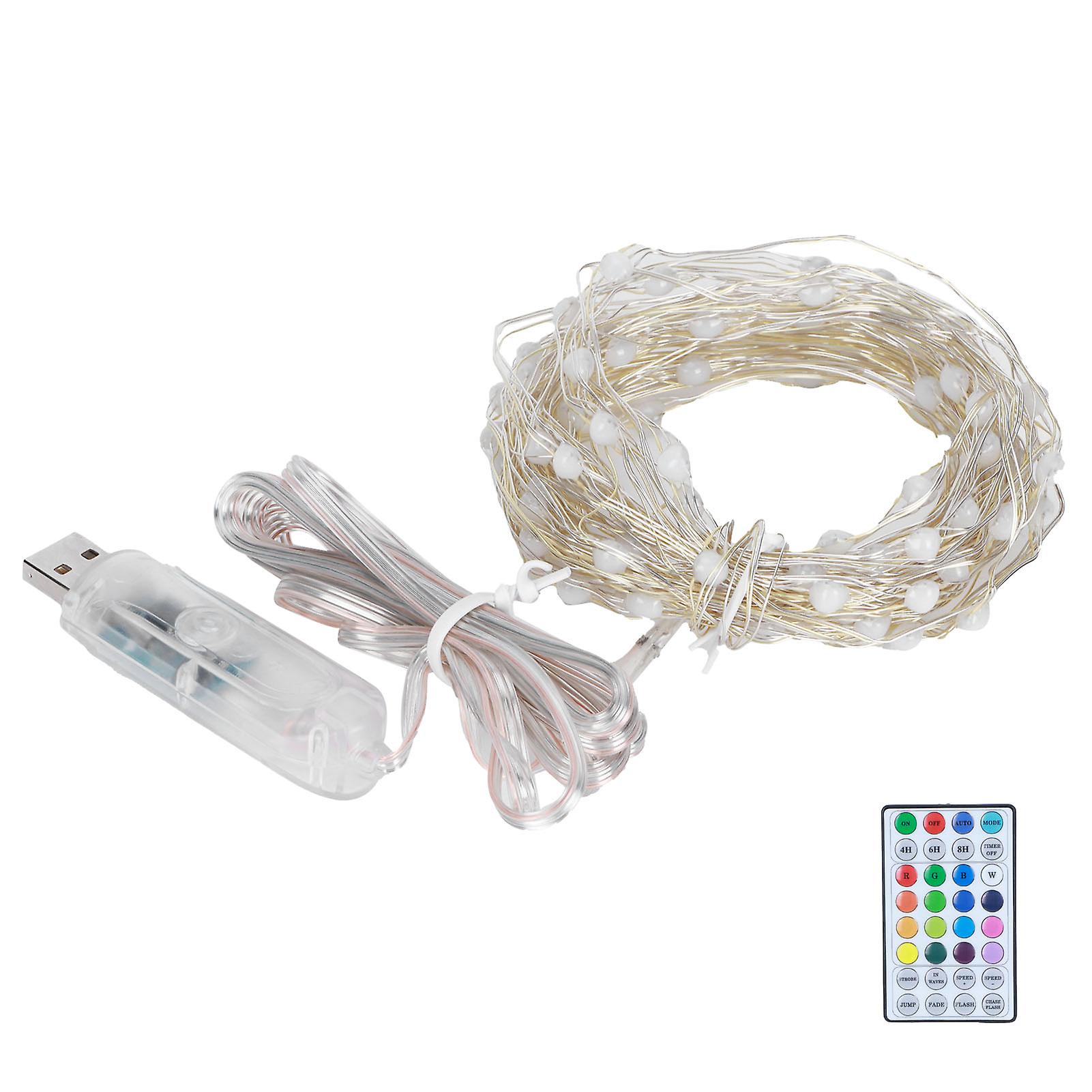 32.8ft 100led String Light 16 Colors Usb Remote Control Ip44 Waterproof Lamp For Home Bedroom Party Festivals