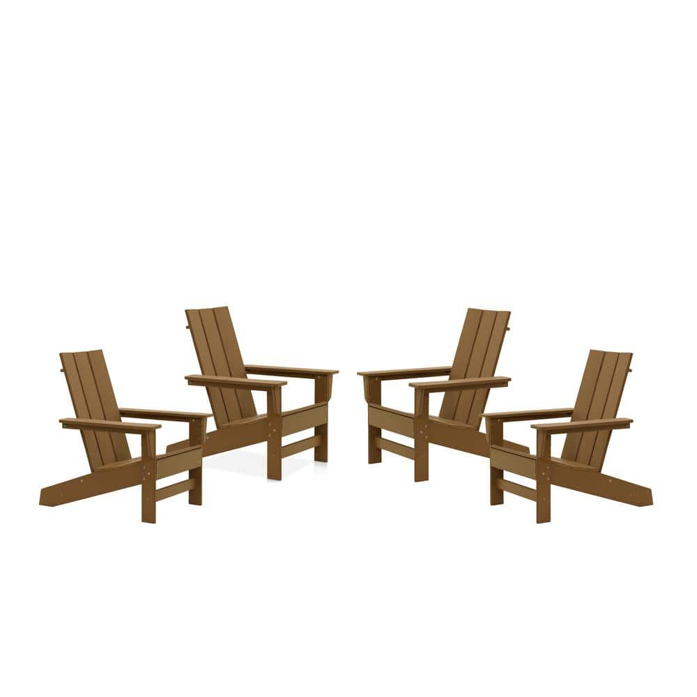 DUROGREEN Aria Teak Recycled Plastic Modern Adirondack Chair (4-Pack) AAC35294PKTE