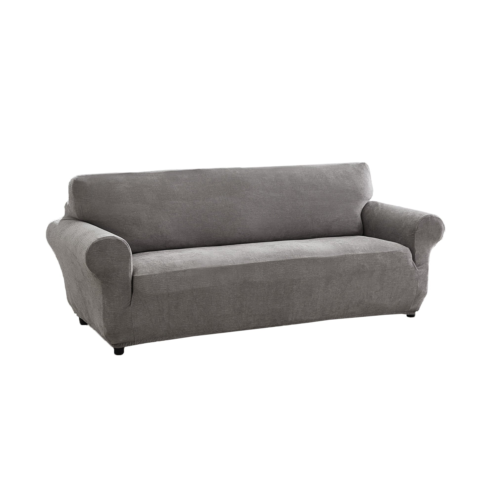 Mainstays Chenille Stretch Fabric Sofa Slipcover, Grey, 1-Piece