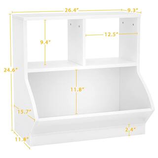 24.6 in. H x 26.4 in. W x 11.8 in. D White Wood 3-Cube Organizer cube-234