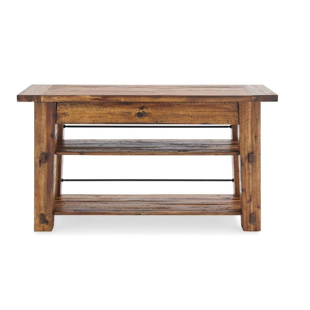 Durango Industrial Wood Console media Table With Two Shelves Dark Brown Alaterre Furniture