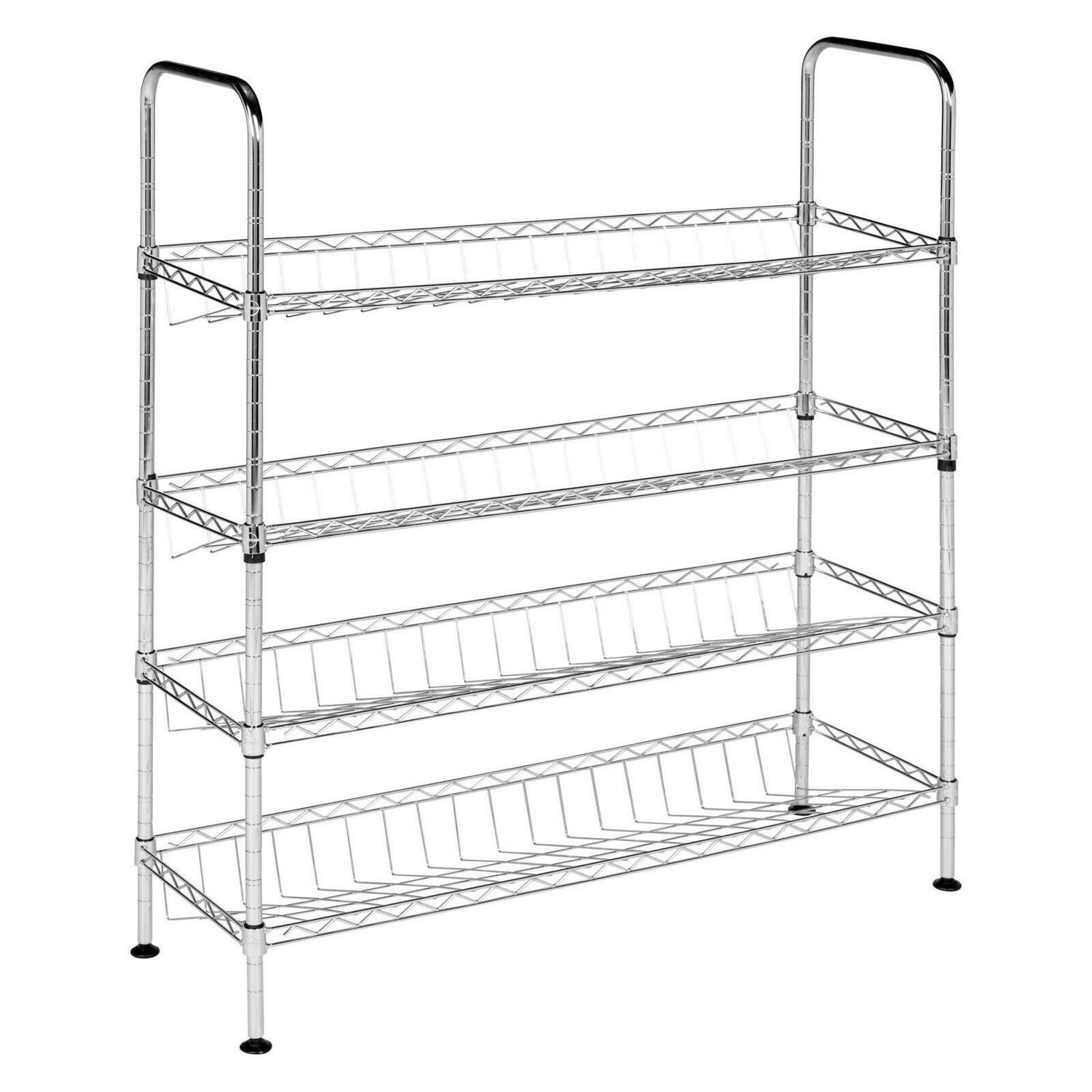 Safavieh 4-Tier Adjustable Shoe Rack， Metal， Chrome