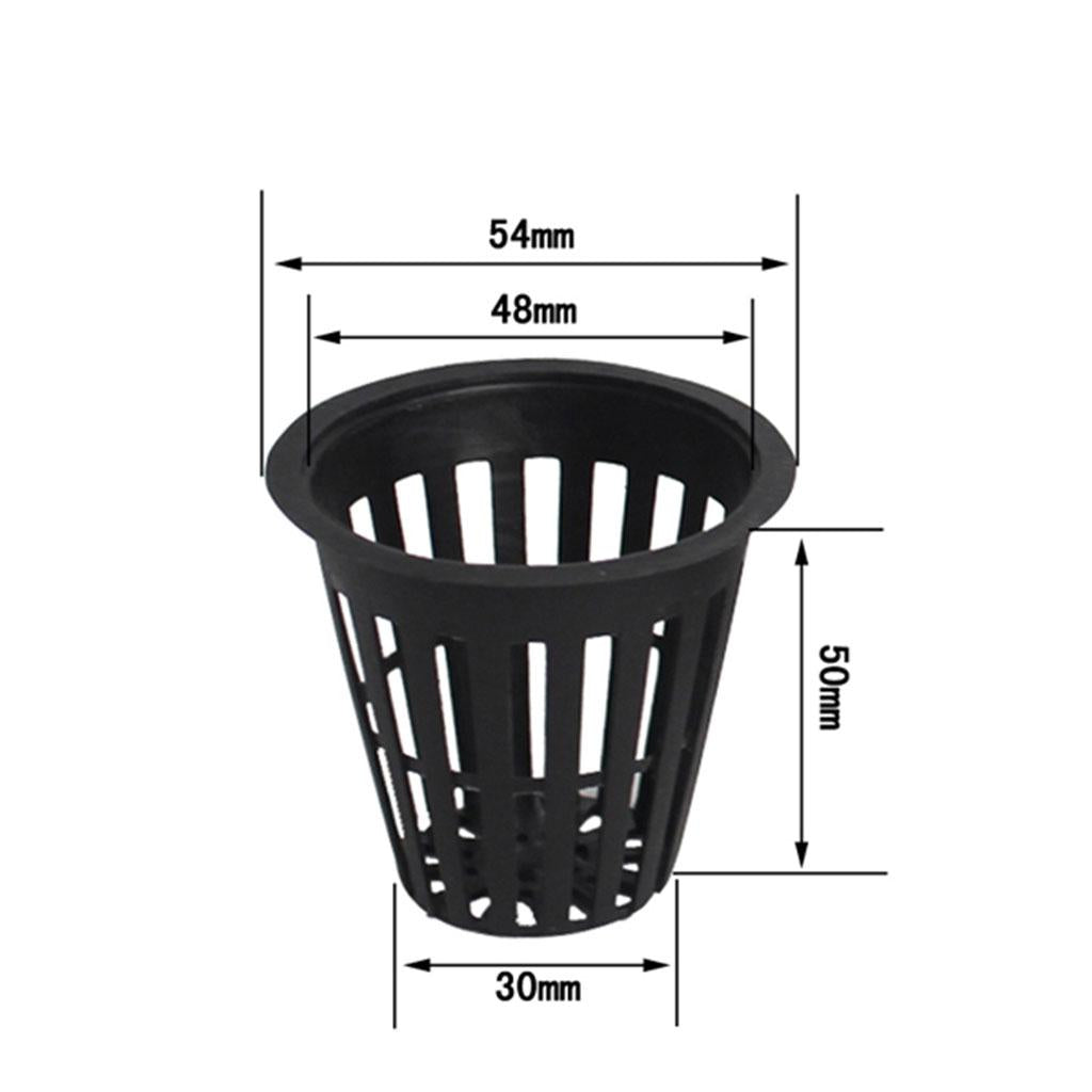 5 Pack of Lightweight Net Pot Cups for Hydroponics and Aquaponics - 2 inch 50cm Tall Wide Lip Design with Slotted Mesh Sides Black