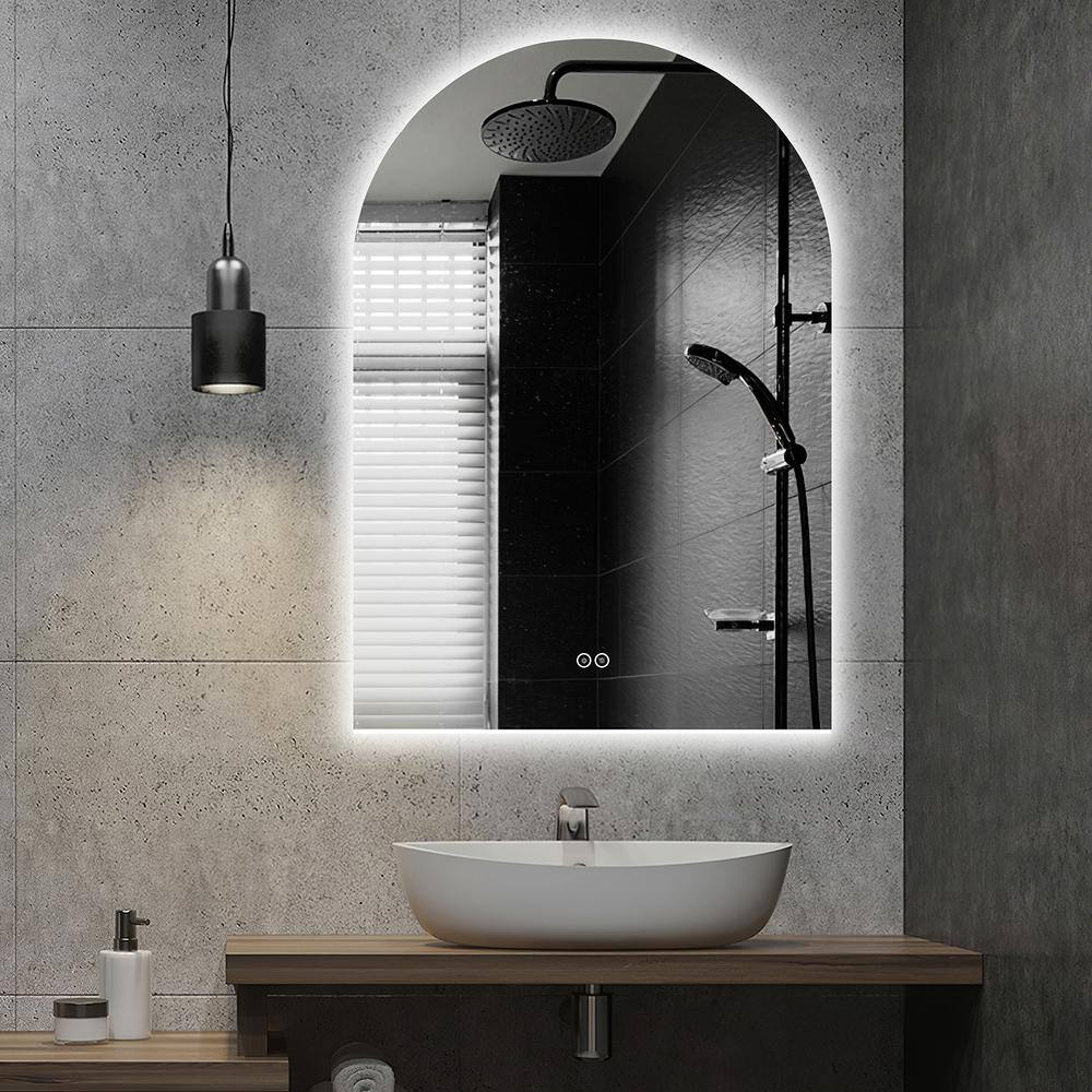 NEUTYPE 24 in. W x 36 in. H Arched Frameless Wall-Mounted Anti-Fog LED Light Bathroom Vanity Mirror DJLED-MR03050