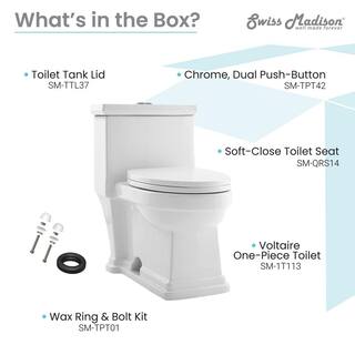 Swiss Madison Voltaire 1-Piece 0.81.28 GPF Dual Flush Elongated Toilet in White Seat Included SM-1T113