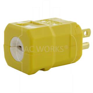 AC WORKS 15 Amp 125-Volt NEMA 5-15P Square Household Plug with UL C-UL Approval ASQ515P-YW