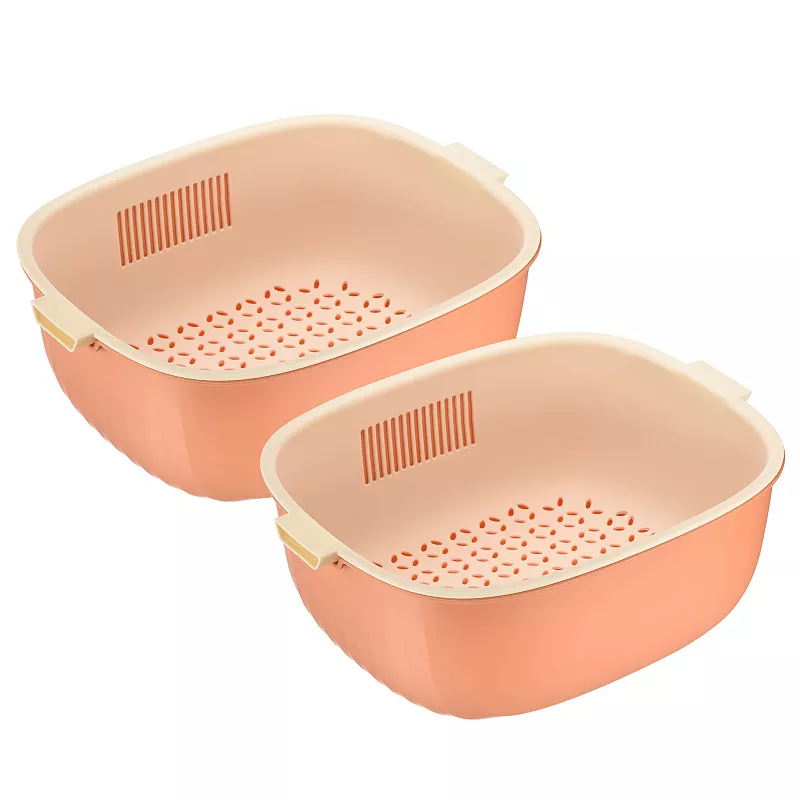 Plastic Colander Strainer Set 2PCS， Kitchen Food Strainer Basket