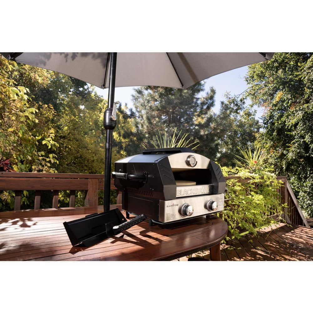 Blackstone Portable Propane Outdoor Pizza Oven in Stainless Steel and Black with 15 in. Cordierite Stone 6964