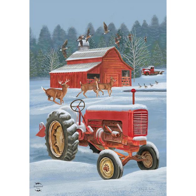 Briarwood Lane Winter On The Farm Garden Flag Tractor Barn Deer G